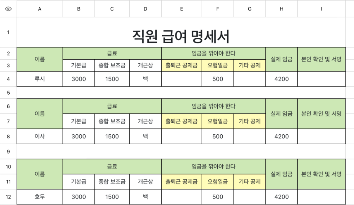 직원 급여 명세서 1